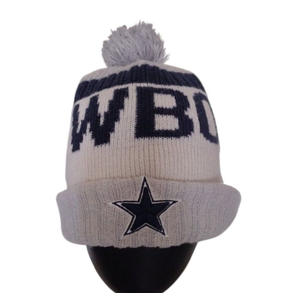 Dallas Cowboys Beanie Men‎ One Size Gray Tan New Era NFL On Field Sideline Pom